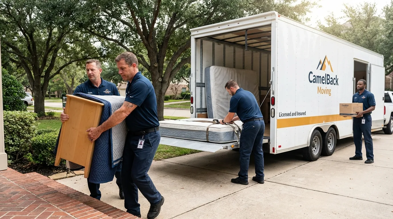 Crew loading residential truck for cross-state move from Shawsville, VA
