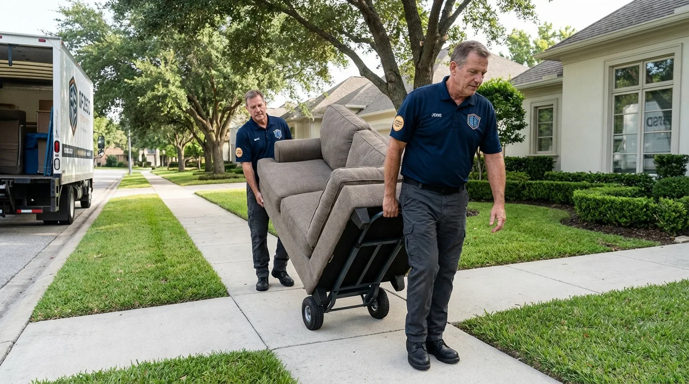 Local residential moving crew loading furniture in Shawsville, VA
